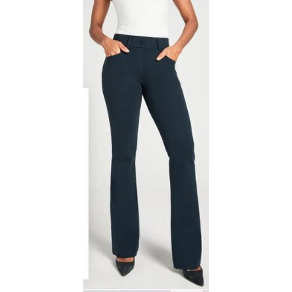 Betabrand Womens Plus Size 2XL Yoga Pants Dress Pants Navy Rayon Nylon Blend